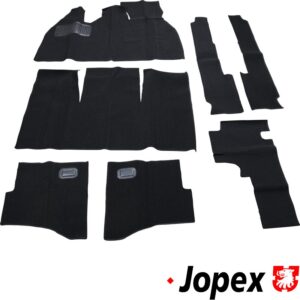 Carpet set, black, 7 pieces