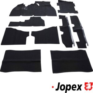Carpet set, black, 9 pieces