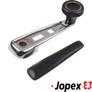 Window winder handle, chrome with black cover