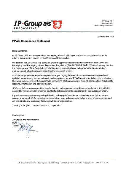 Packaging compliance certificate preview